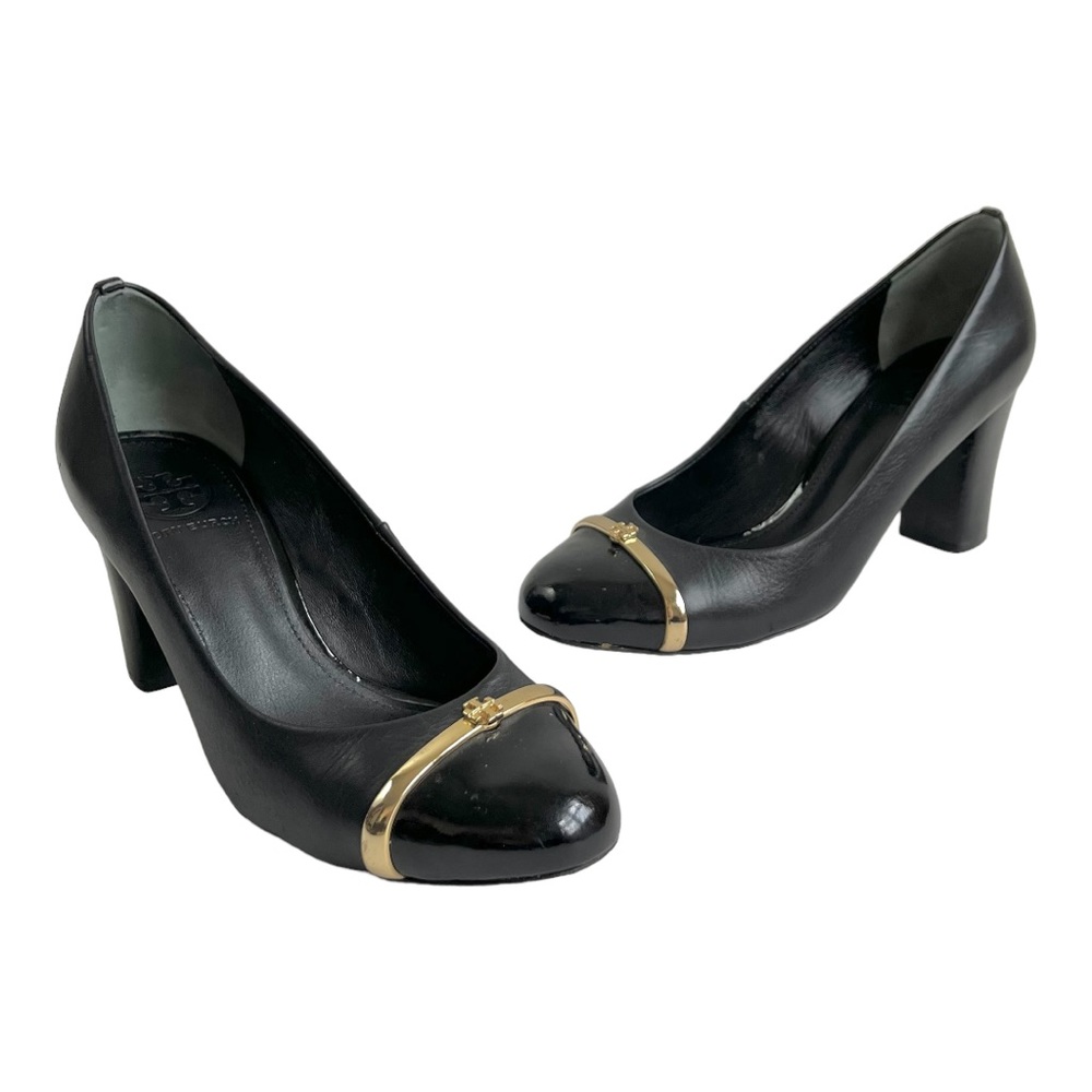 Tory Burch Black Heels with Gold Trim
